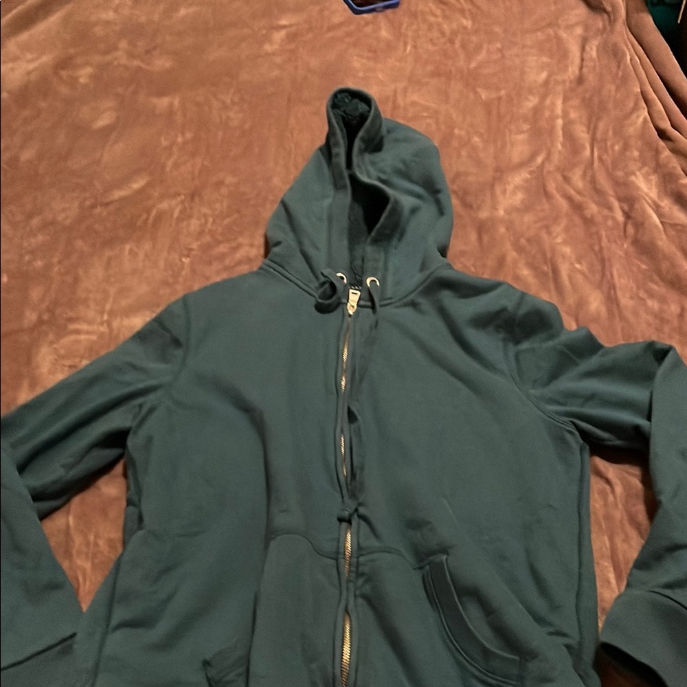 Green Hooded Zip-Up Sweatshirt